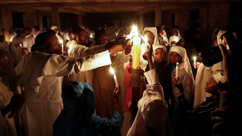In Fort Jesus, Kenya worshippers young and old joined together to light candles