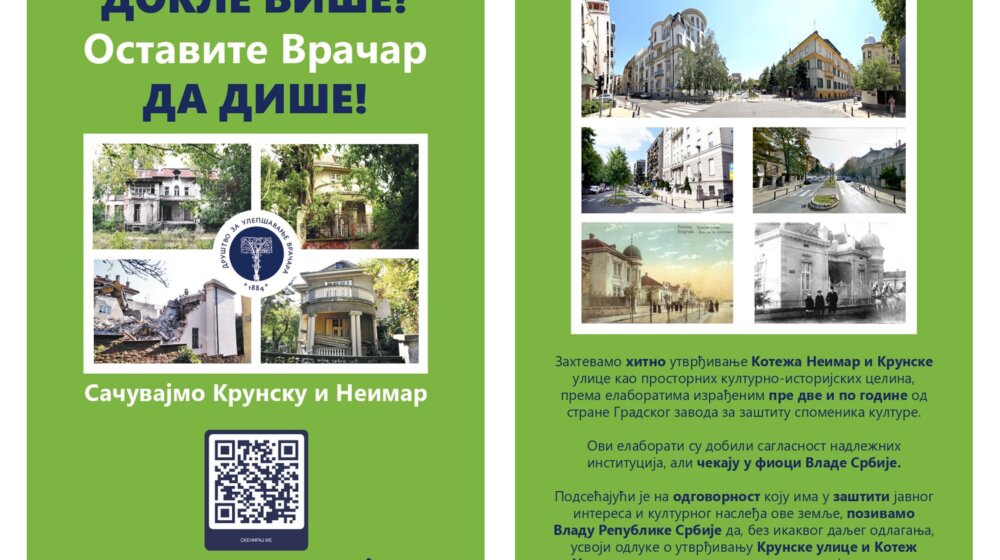Društvo za ulepšavanje Vračara ponovo za vikend prikuplja potpise za Krunsku i Neimar 1