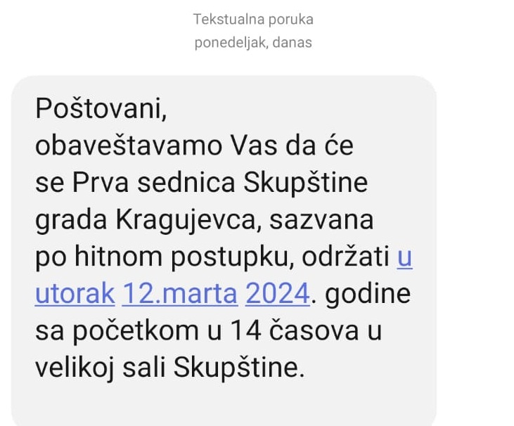 Kragujevčani biraju gradonačelnika dan pre isteka zakonskog roka, odbornici pozvani SMS-om 2 Kragujevčani biraju gradonačelnika dan pre isteka zakonskog roka, odbornici pozvani SMS-om 2