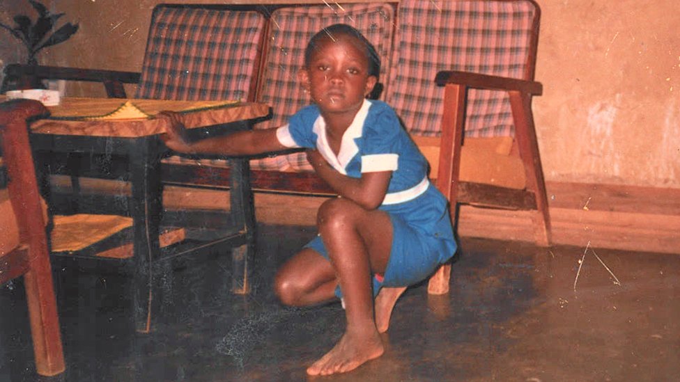 Victoria Uwonkunda pictured in her school uniform in 1987