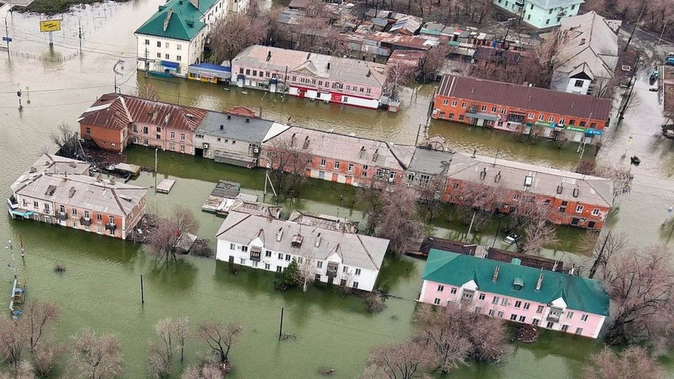 Flooded part of Orsk, in Russia's Orenburg region, 8 April