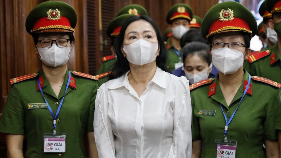 Truong My Lan, chairwoman of Van Thinh Phat Holdings, center, arrives at the Ho Chi Minh City People's Court in Ho Chi Minh City, Vietnam, on Tuesday, March 5, 2024.