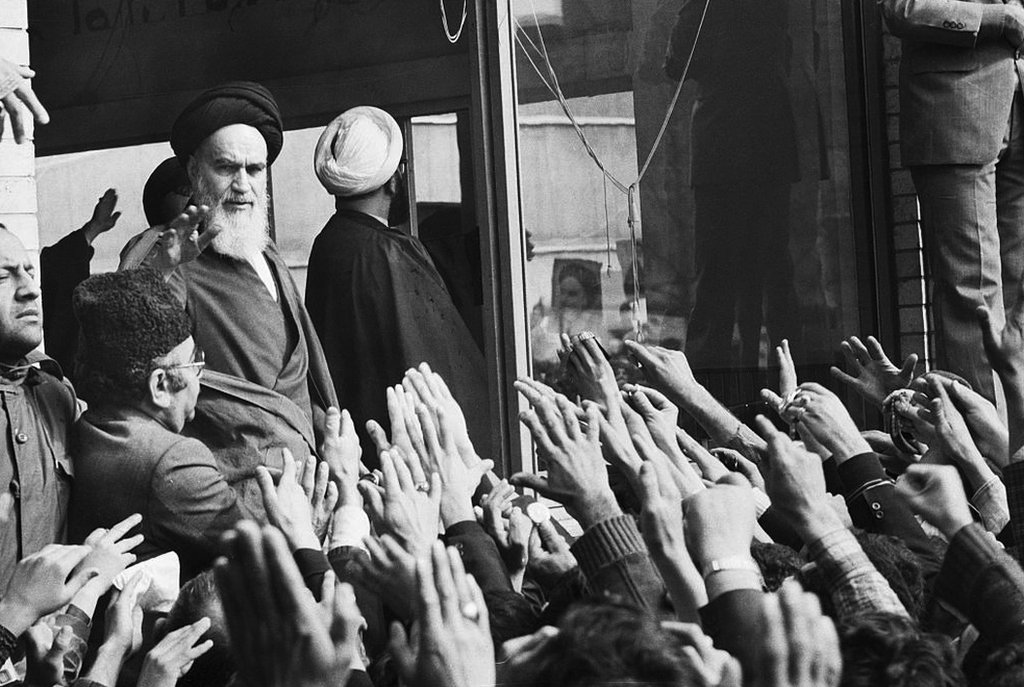 Ayatollah Khomeini greets crowds in Tehran