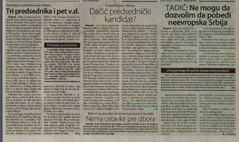 Pre 20 godina raspisani predsednički izbori u Srbiji: Ko se takmičio i koje su bile glavne teme u kampanji? 2