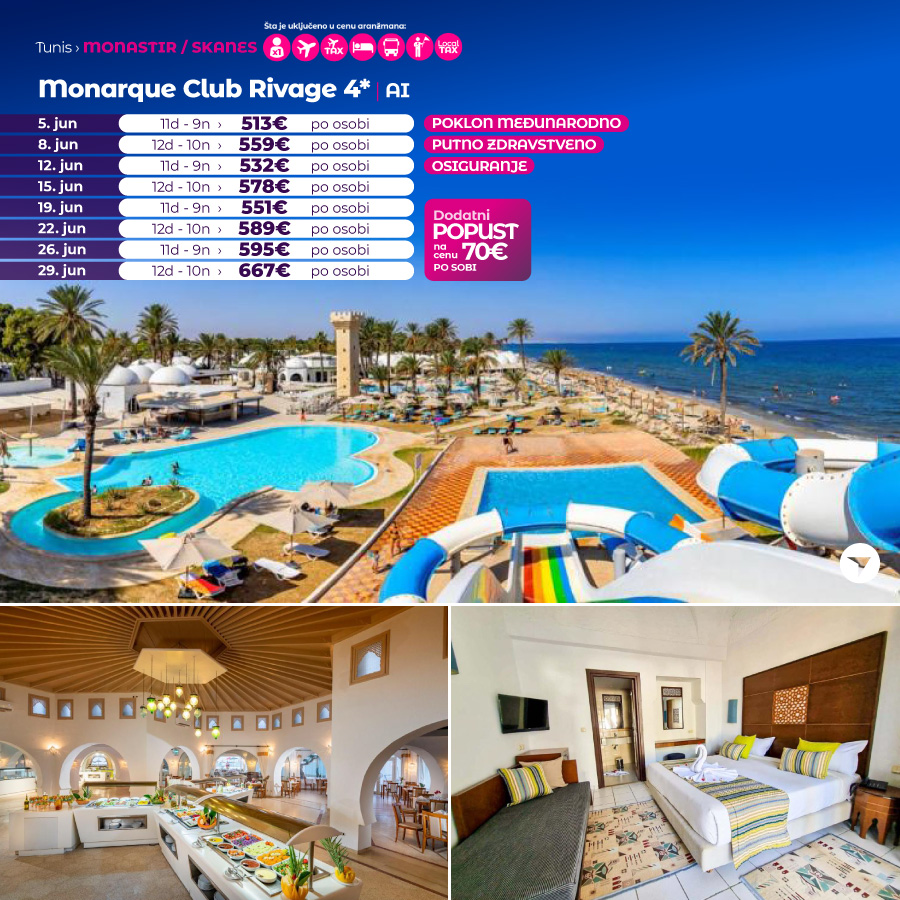 8, 11 ili 12 dana avionom na Afričkom Mediteranu već od 449€: Otkrijte! 9 Monarque-Club-Rivage