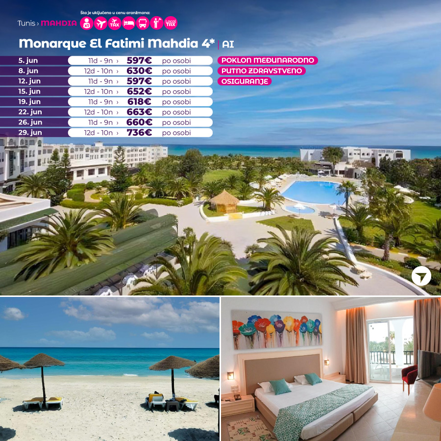 8, 11 ili 12 dana avionom na Afričkom Mediteranu već od 449€: Otkrijte! 5 Monarque-El-Fatimi-Mahdia