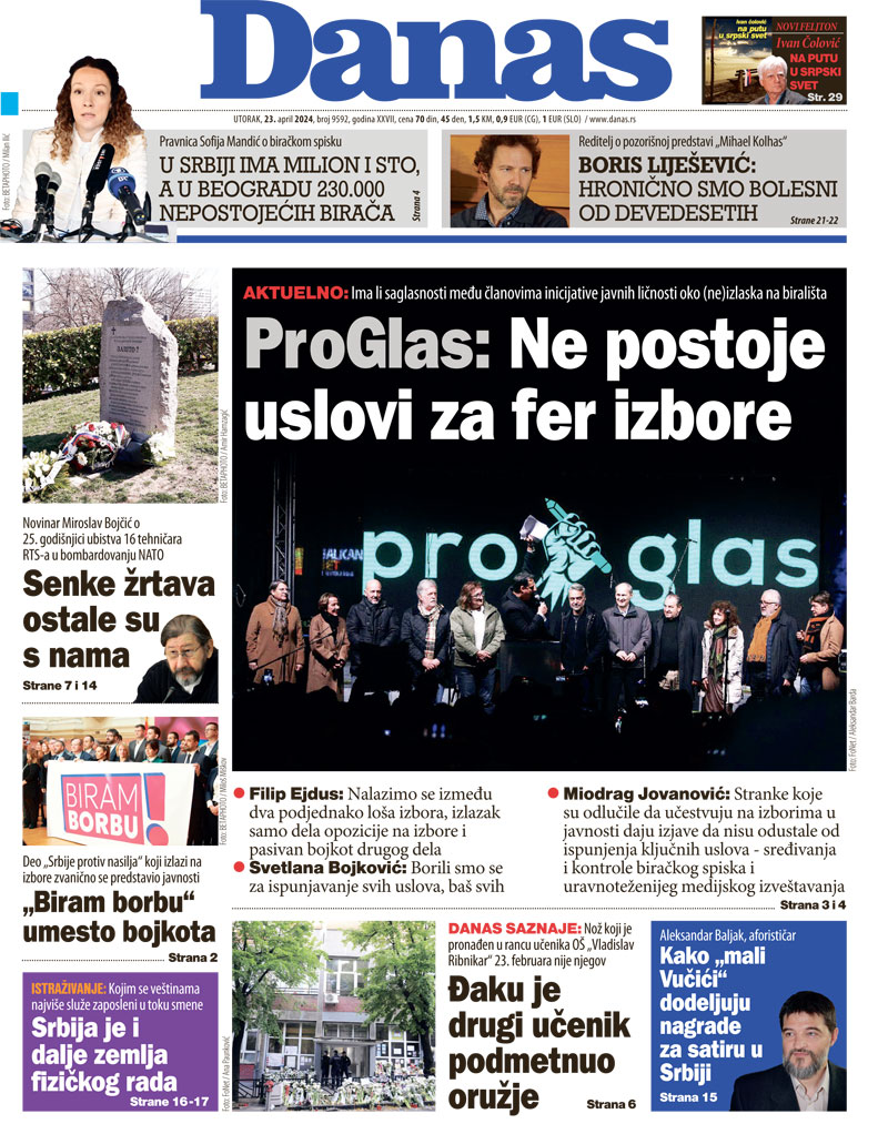 Naslovna strana za 23. april 2024. 1