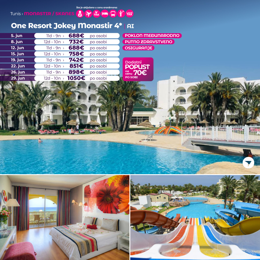 8, 11 ili 12 dana avionom na Afričkom Mediteranu već od 449€: Otkrijte! 12 One-Resort-Jokey-Monastir