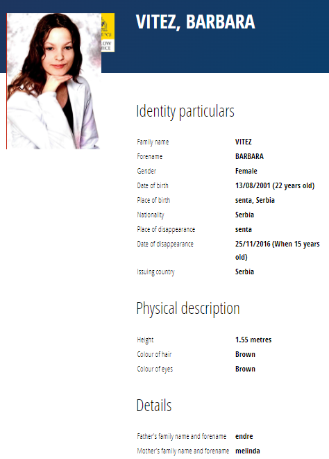 Žuta Interpol poternica: Ko se sve iz Srbije nalazi na listi nestalih osoba? 3 Žuta Interpol poternica: Ko se sve iz Srbije nalazi na listi nestalih osoba? 3