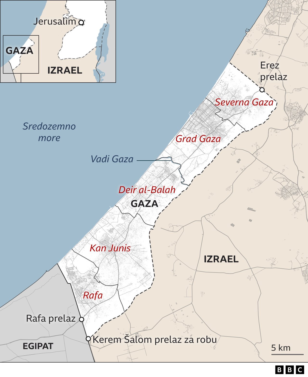 Izrael i Palestinci: Izraelski tenkovi na jugu Pojasa Gaze, kontrola nad graničnim prelazom Rafa 2 mapa