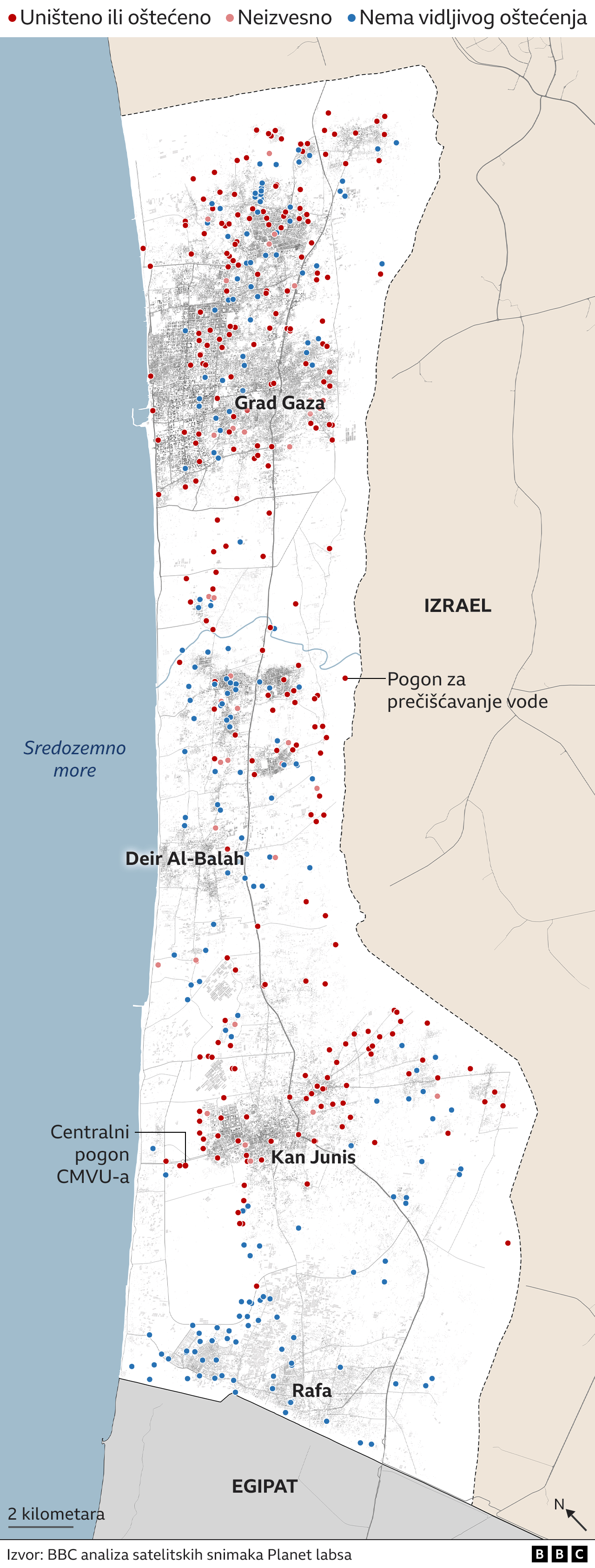 Izrael i Palestinci: Polovina vodovodnih objekata oštećena ili uništena, pokazuje nova analiza 6 mapa