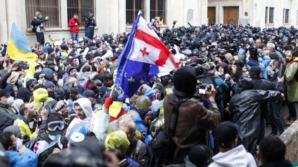 Georgians protest against the foreign agents draft bill in Tbilisi