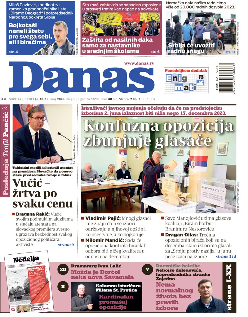 Naslovna strana za 18. maj 2024. 1