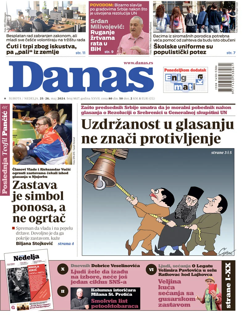Naslovna strana za 25. i 26. maj 2024. 1