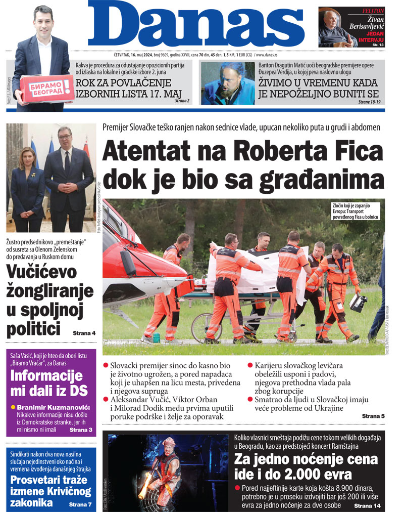Naslovna strana za 16. maj 2024. 1