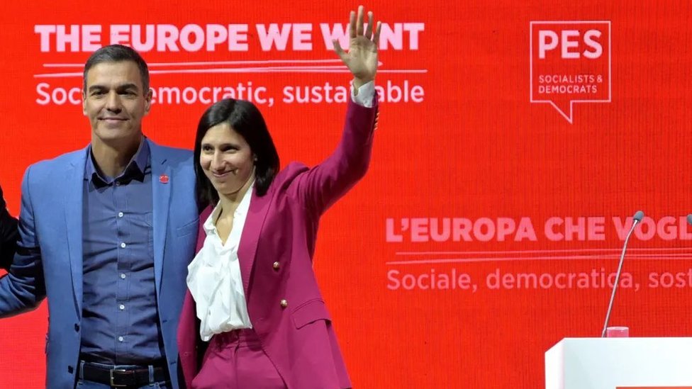 Izbori u EU: Evropski levi centar ima problema da zadrži navalu desnice 1 Španski premijer Pedro Sančez pridružio se liderki italijanskog levog centra Eli Šlajn u Rimu pred izbore