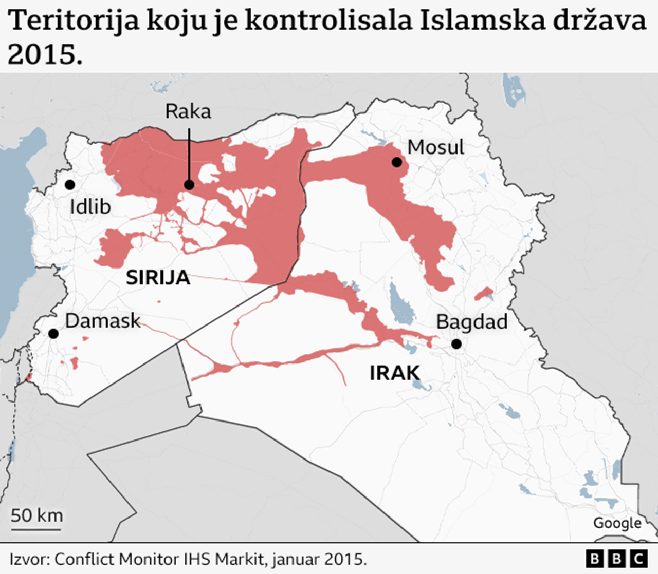 Udovica lidera Islamske države otkriva detalje o zajedničkom životu 5 Mapa teritorije koju je 2015. godine kontrolisala Islamska država