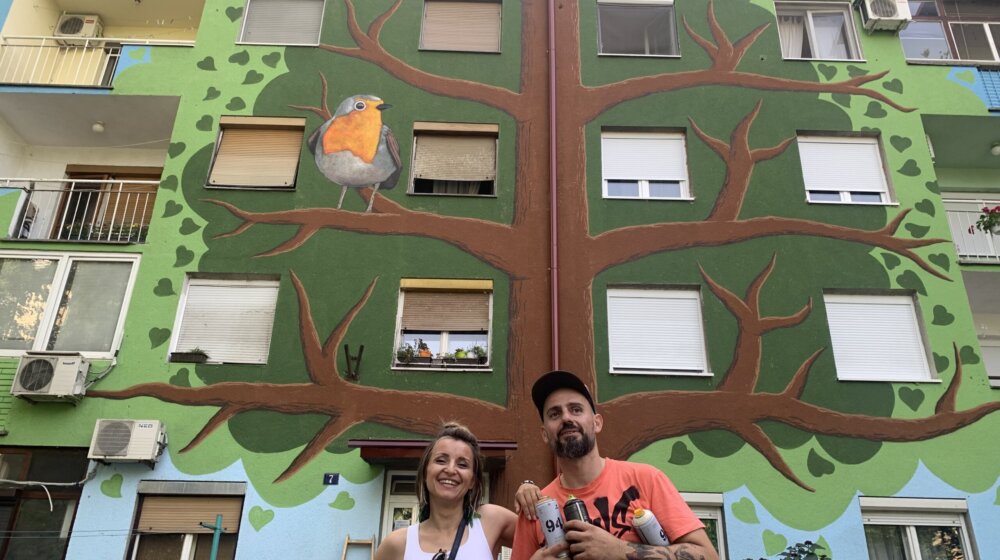 U Novom Sadu oslikan mural palom platanu 1
