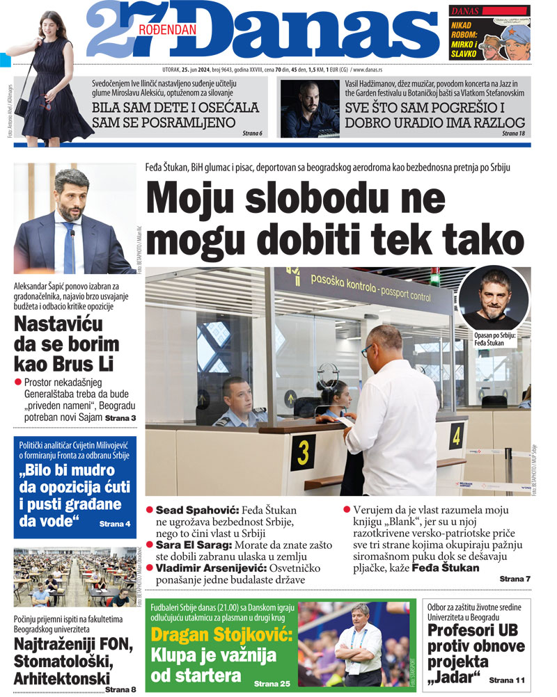 Naslovna strana za 25. jun 2024. 1