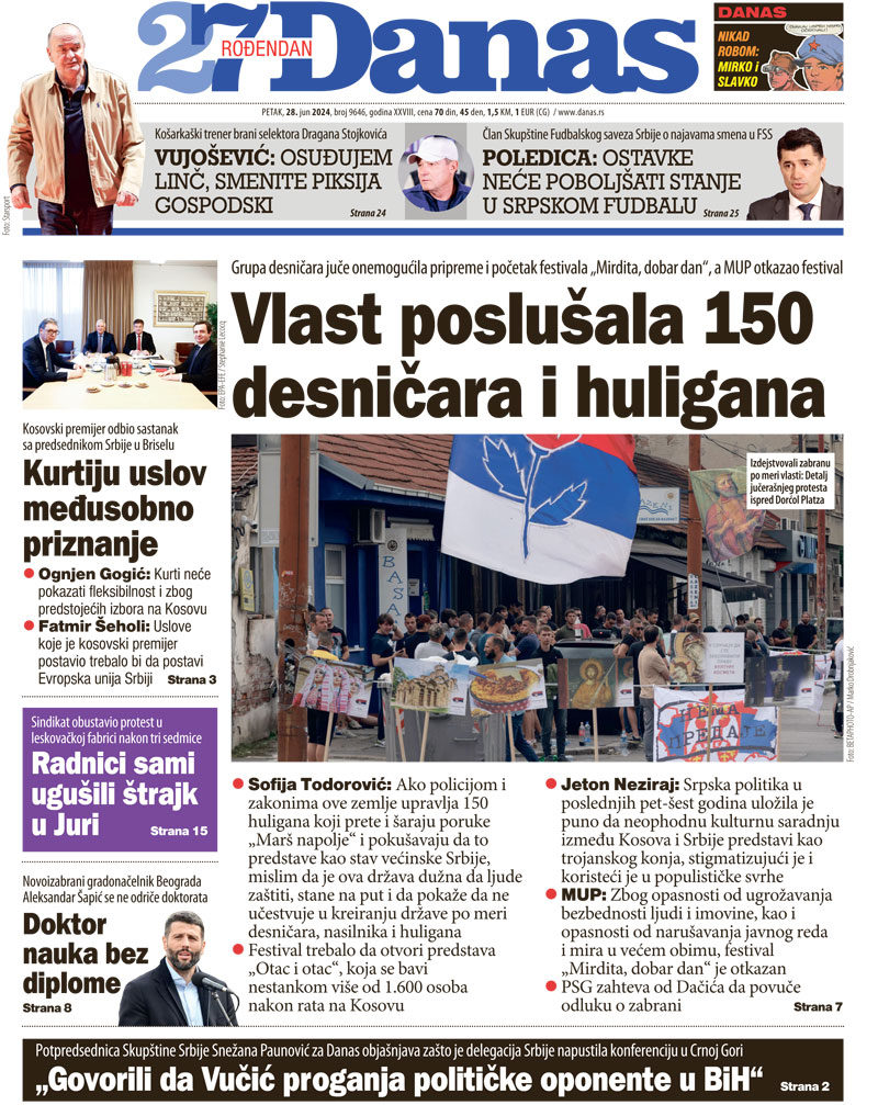 Naslovna strana za 28. jun 2024. 1