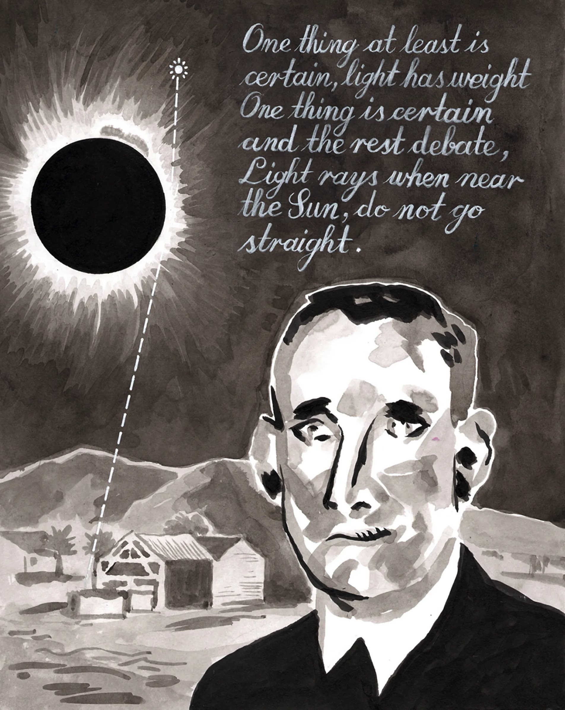 Pesma koju je Edington napisao da obeleži uspeh eksperimenta sa pomračenjem 1919.