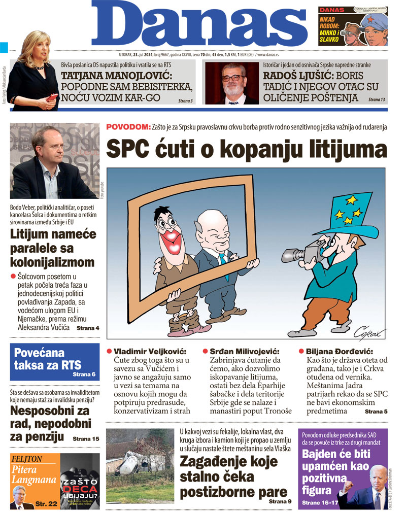 Naslovna strana za 23. jul 2024. 1