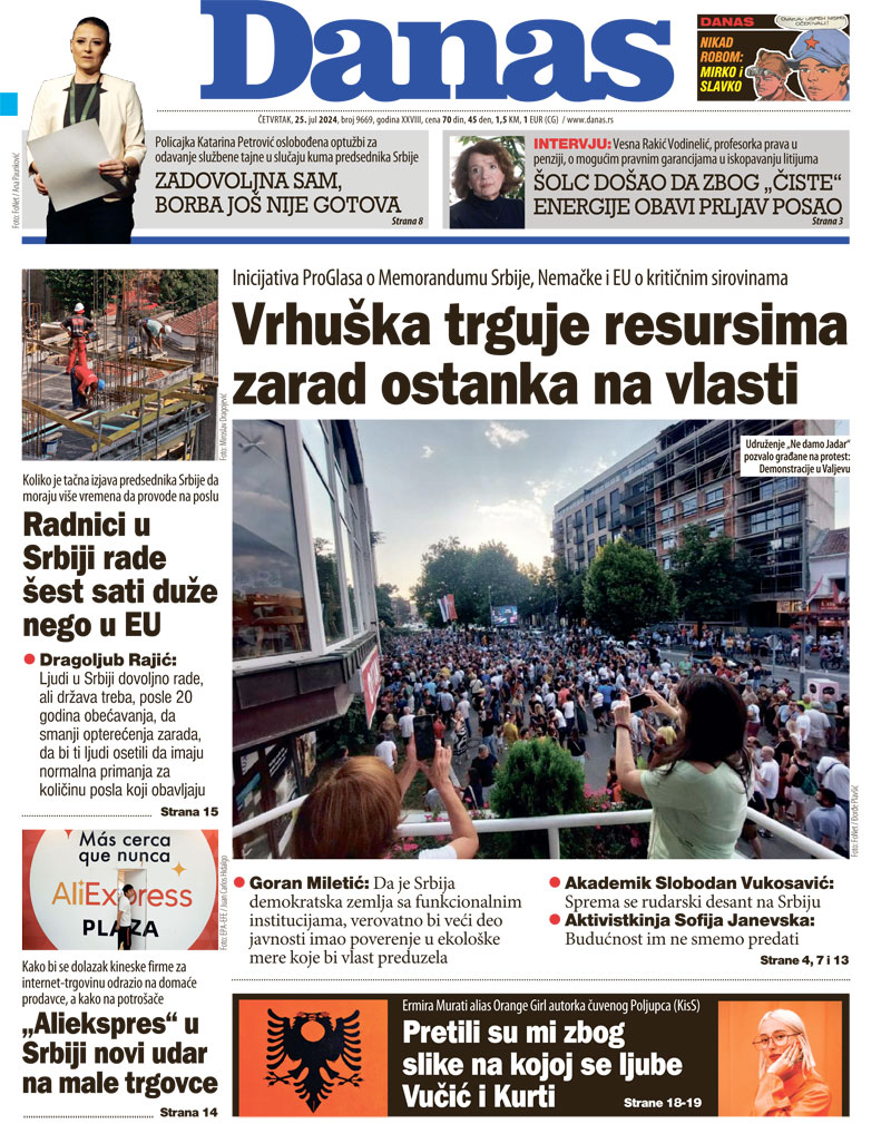 Naslovna strana za 25. jul 2024. 1