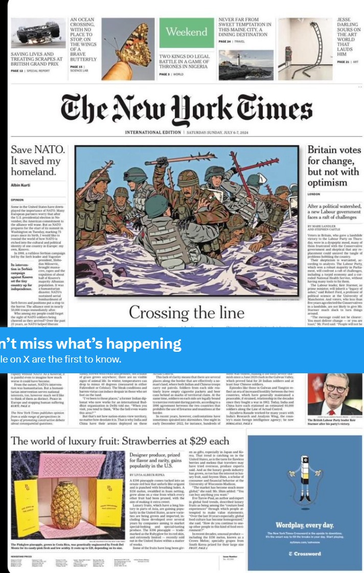 "Novi front na Balkanu služio bi Rusiji kao i Srbiji": Tekst Aljbina Kurtija na naslovnici Njujork tajmsa (FOTO) 2 "Novi front na Balkanu služio bi Rusiji kao i Srbiji": Tekst Aljbina Kurtija na naslovnici Njujork tajmsa (FOTO) 2