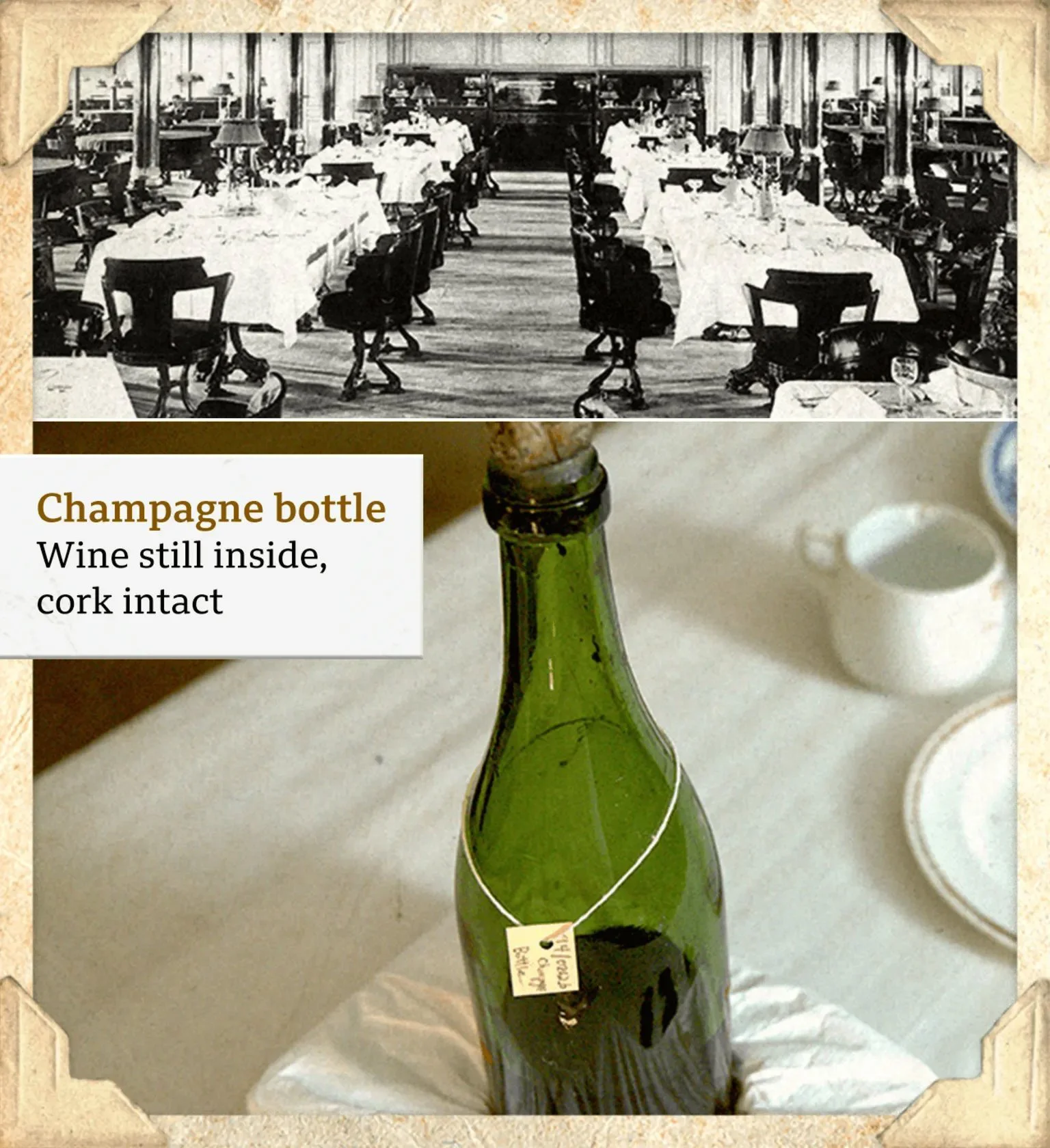 Titanik: Skrivene priče putnika čuvane u tajnom skladištu 5 Boca šampanjca, puna sa netaknutim pampurom