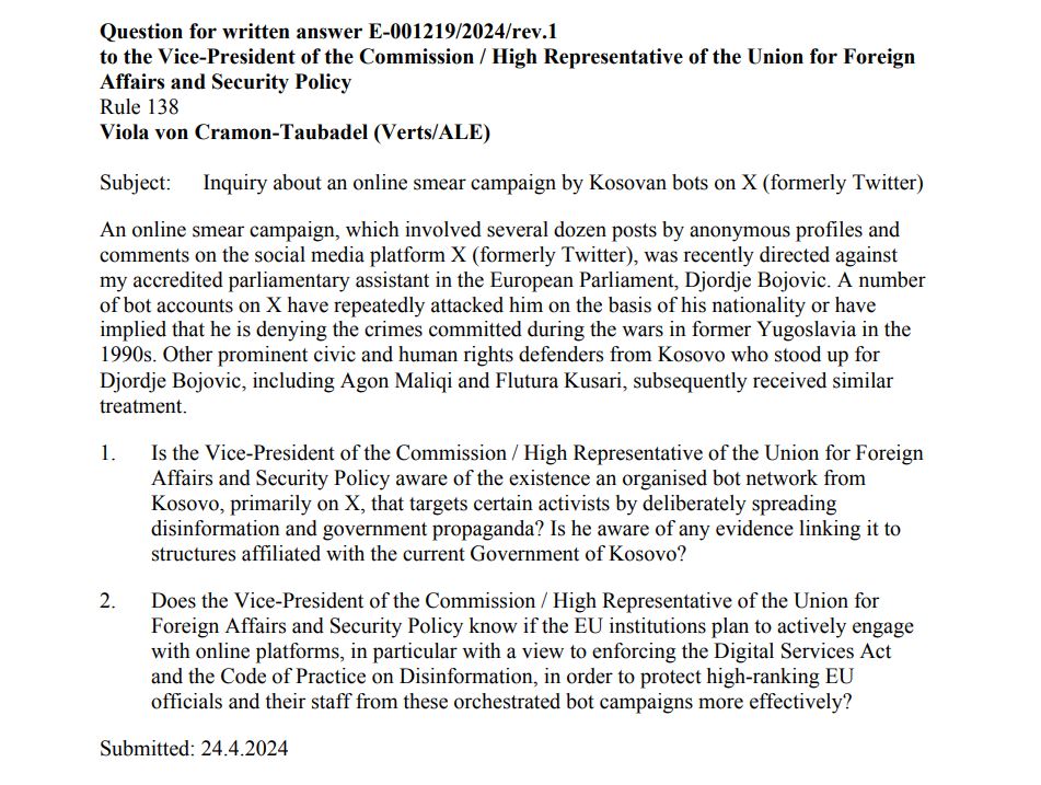 Žozep Borelj osudio napade botova sa Kosova na Đorđa Bojovića 3 Žozep Borelj osudio napade botova sa Kosova na Đorđa Bojovića 2