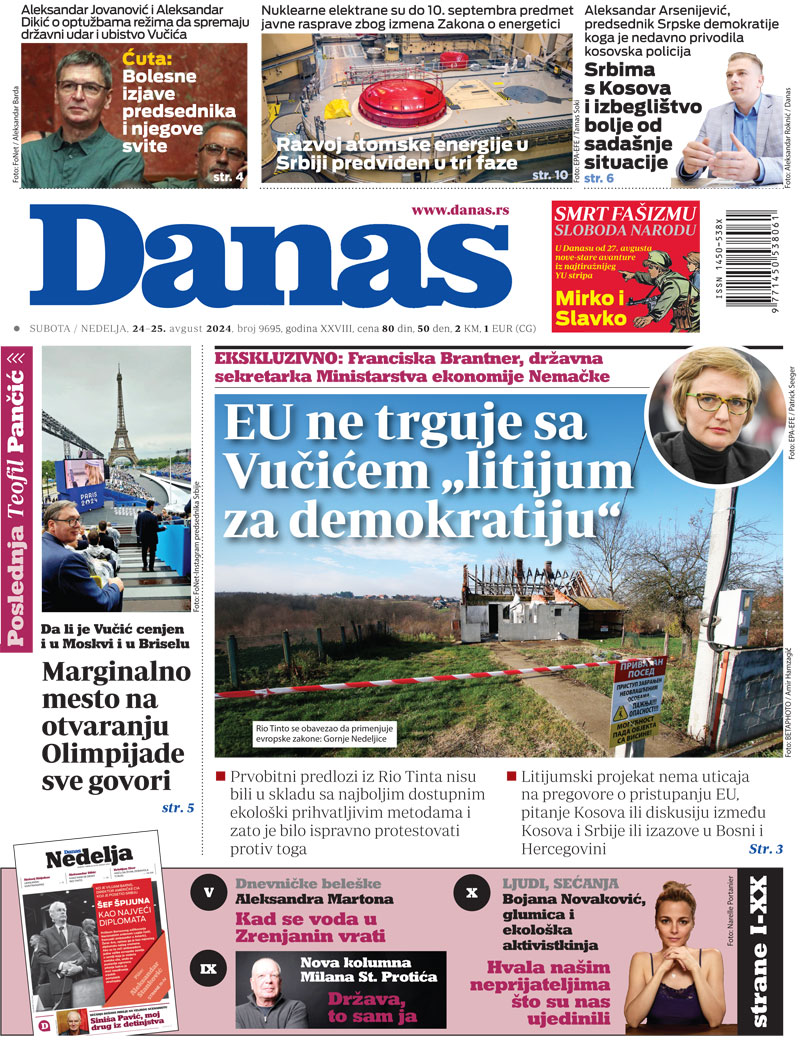 Naslovna strana za 24. i 25. avgust 2024. 1