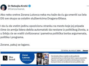 Poruka Nebojše Krstića: Zorane, pakuj se lagano... 2
