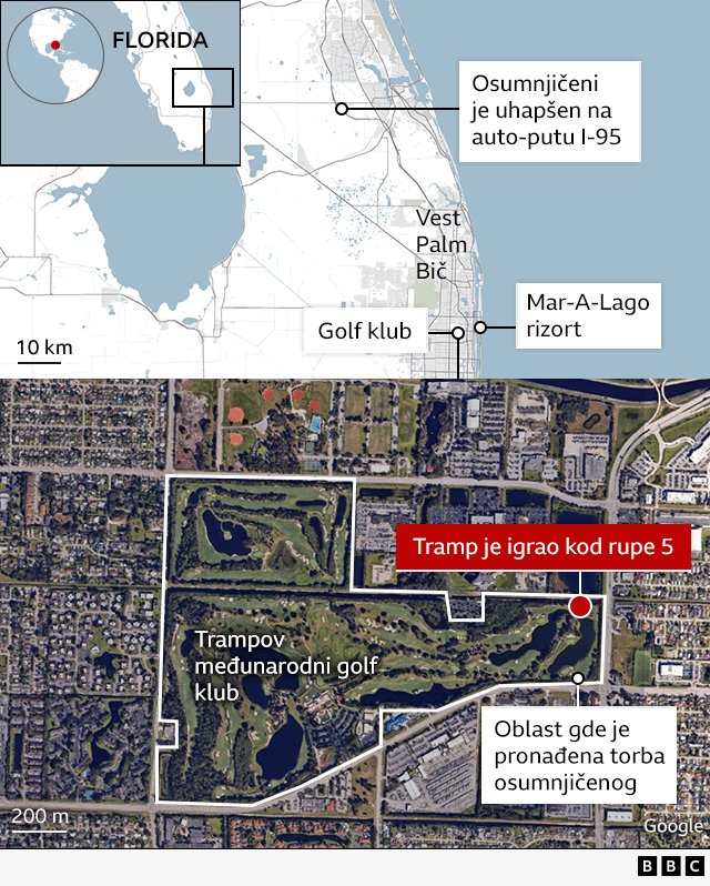 SAD: Osumnjičeni za pokušaj ubistva saslušan, Tramp krivi „retoriku" Bajdena i Haris za napad 9 mapa
