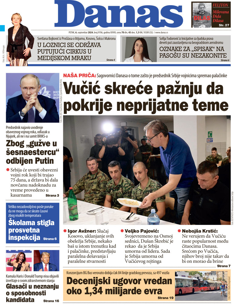 Naslovna strana za 6. septembar 2024. 1