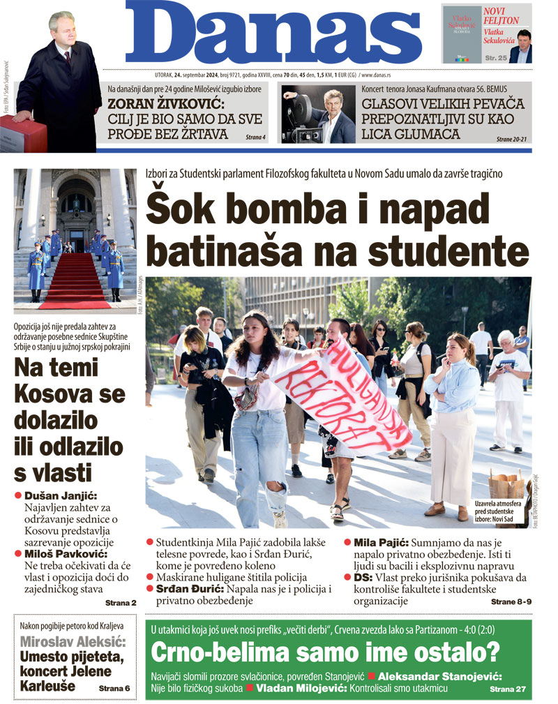 Naslovna strana za 24. septembar 2024. 1