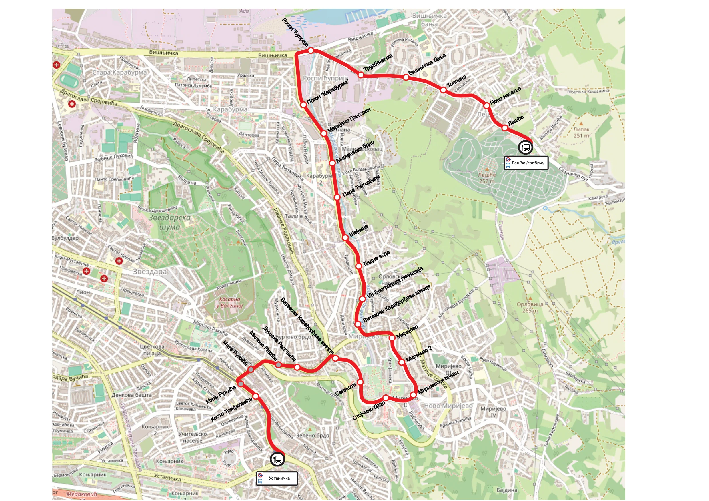 Ovo je trasa kojom od sutra saobraća nova linija 63 gradskog prevoza 2 Ovo je trasa kojom od sutra saobraća nova linija 63 gradskog prevoza 2