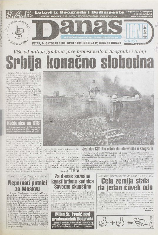 "Srbija konačno slobodna": Kako je izgledao taj 5. oktobar 2000. godine? 5 "Srbija konačno slobodna": Kako je izgledao taj 5. oktobar 2000. godine? 5