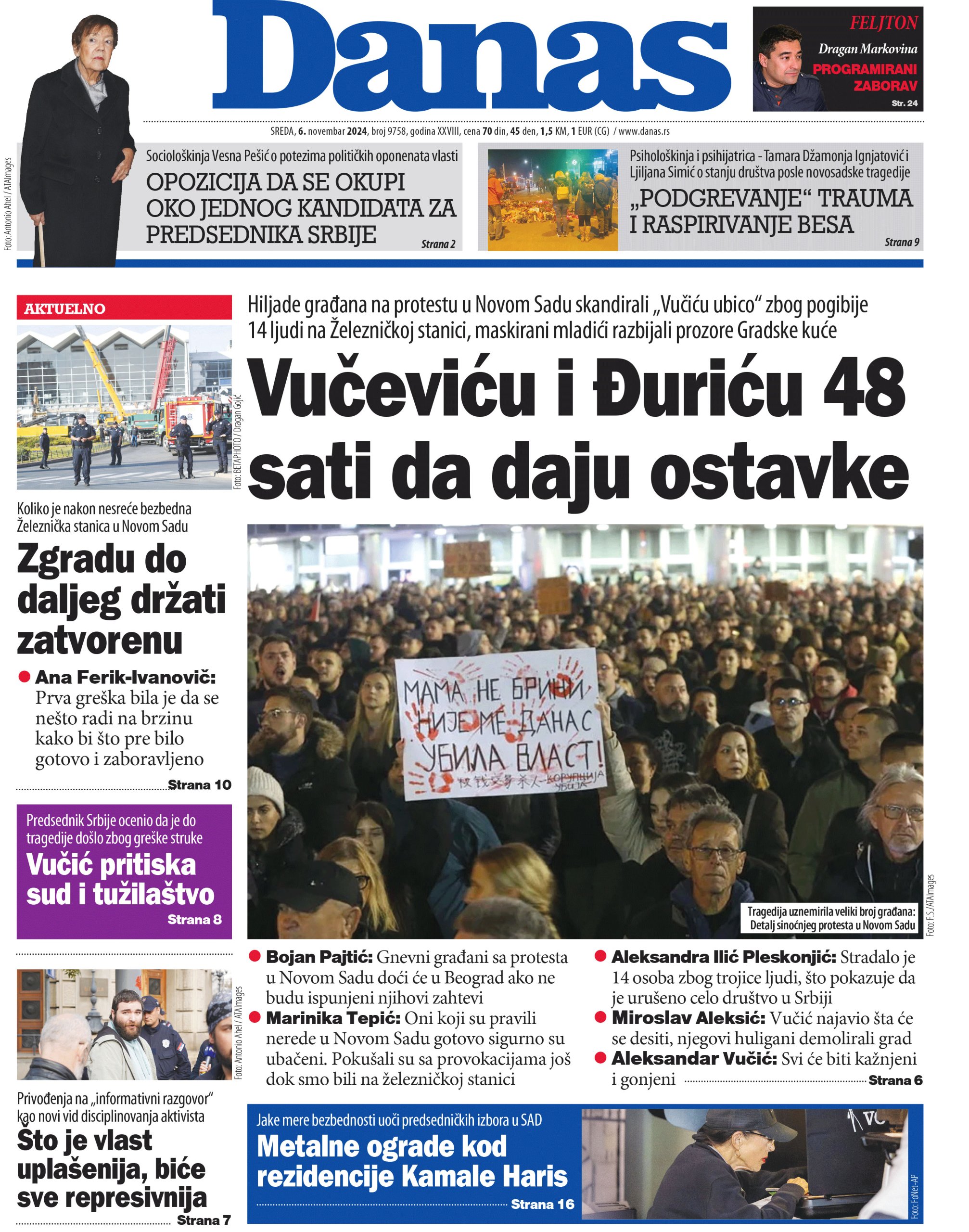 Naslovna strana za 6. novembar 2024. 1