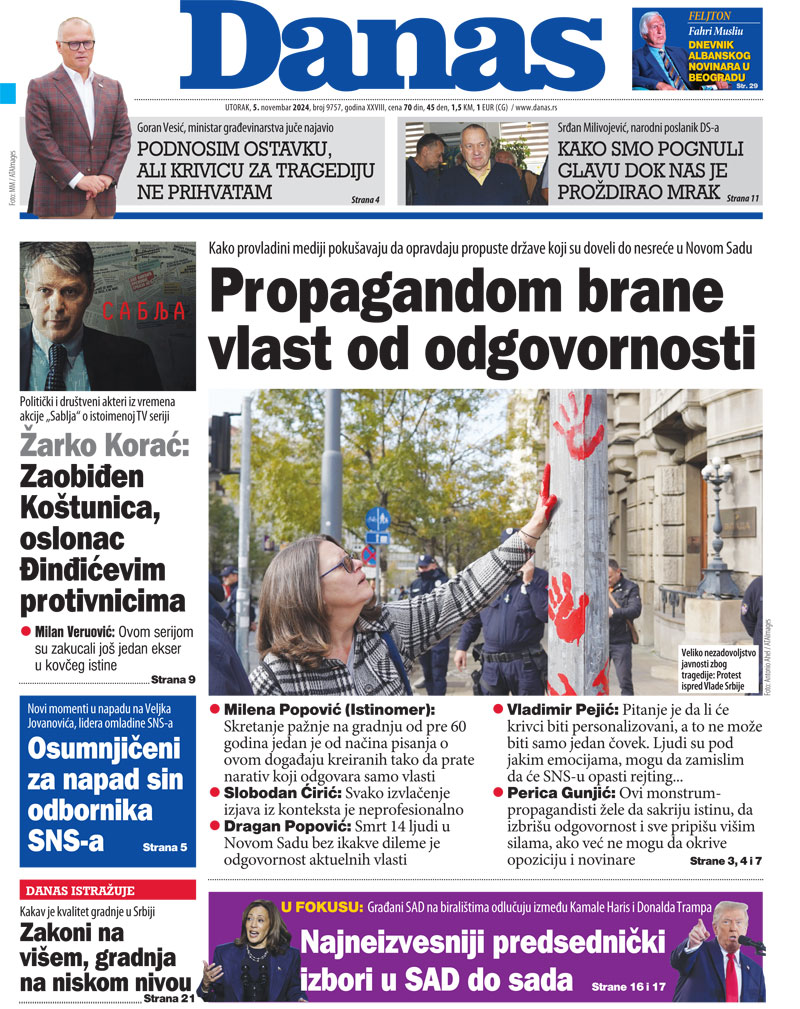 Naslovna strana za 5. novembar 2024. 1