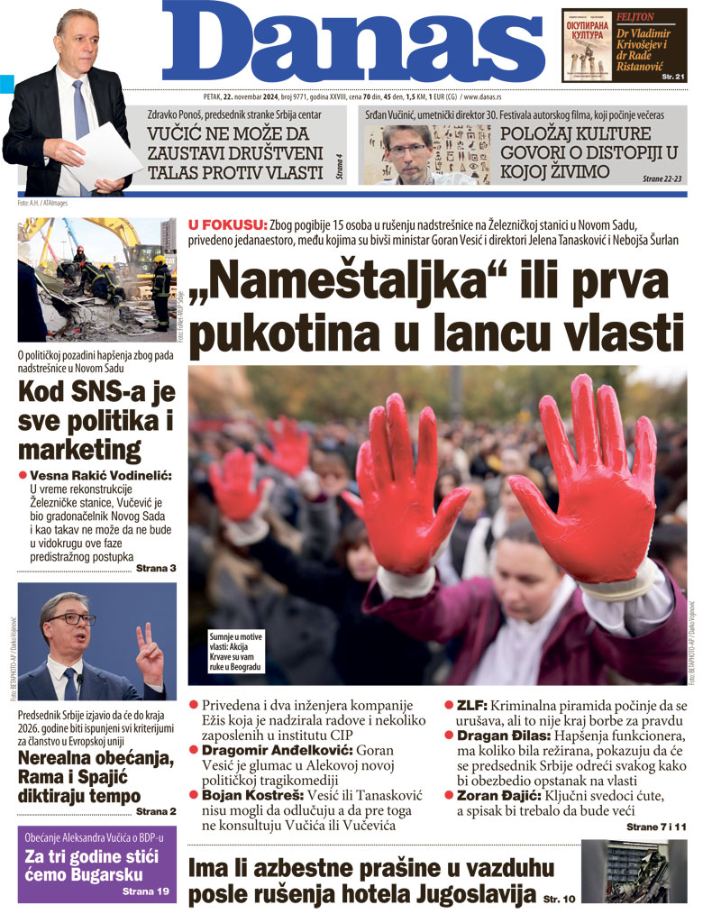 Naslovna strana za 22. novembar 2024. 1