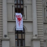 Poslanici ZLF istakli na Skupštini transparent sa crvenom šakom 10