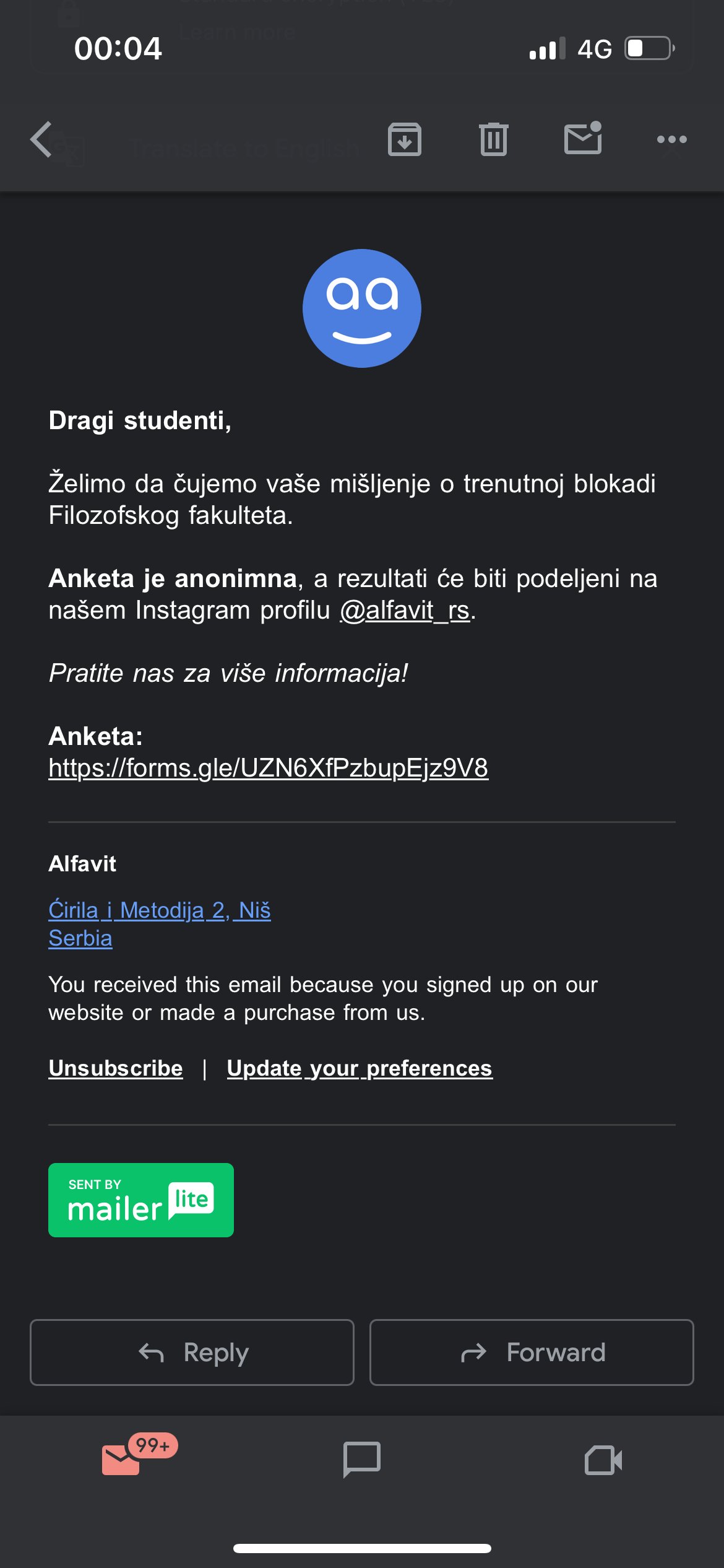 Studenti Filozofskog o blokadi fakulteta ispitivani sa nepoznatog portala, "procurele" mejl adrese 4 Studenti Filozofskog o blokadi fakulteta ispitivani sa nepoznatog portala, "procurele" mejl adrese 4
