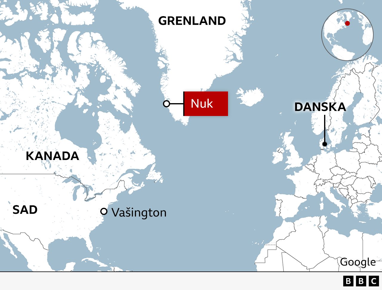 Zašto Tramp preti Panami, Grenlandu i Kanadi 4 Mapa Grenlanda