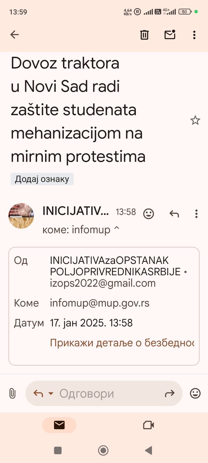 Poljoprivrednici odgovaraju Dačiću: Dolazak traktorima u Novi Sad najavljen policiji 2 Poljoprivrednici odgovaraju Dačiću: Dolazak traktorima u Novi Sad najavljen policiji 2