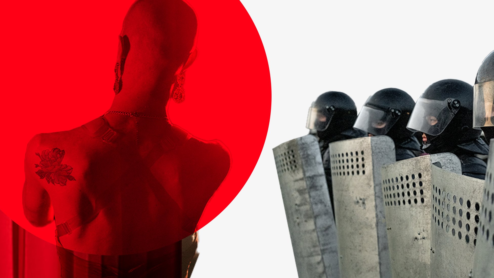 Nema više gejeva i dreg kraljica: Kako se ruska klupska scena promenila od početka rata u Ukrajini 4 muškarac u haljini okrenut leđima i policajci sa štittovima