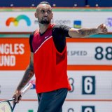 Nik Kirjos na meču sa Janikom Sinerom