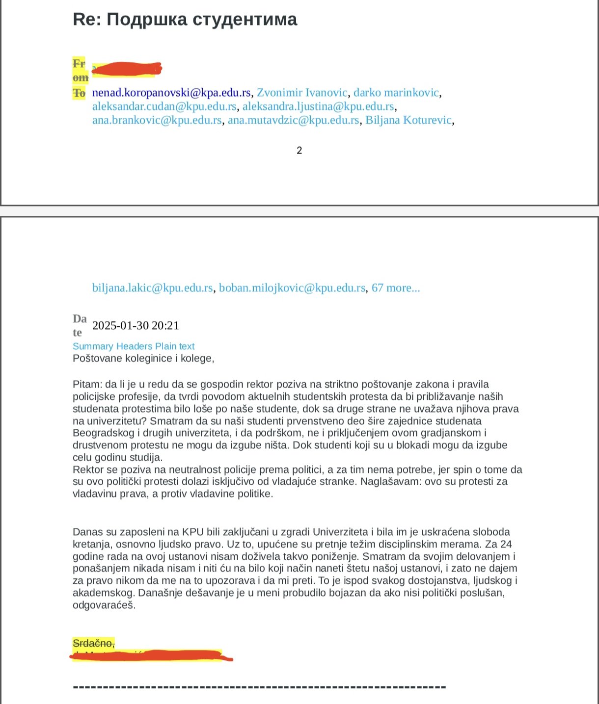 Profesori Kriminalističko-policijskog univerziteta tvrde da ih je rektor zaključao kako ne bi izašli da pozdrave studente 2 Profesori Kriminalističko-policijskog univerziteta tvrde da ih je rektor zaključao kako ne bi izašli da pozdrave studente 1