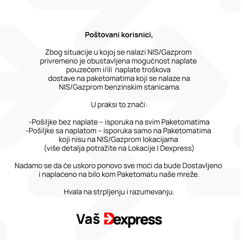 Dekspres Dekspres obustavio mogućnosti naplate na paketomatima na NIS i Gasprom pumpama 2