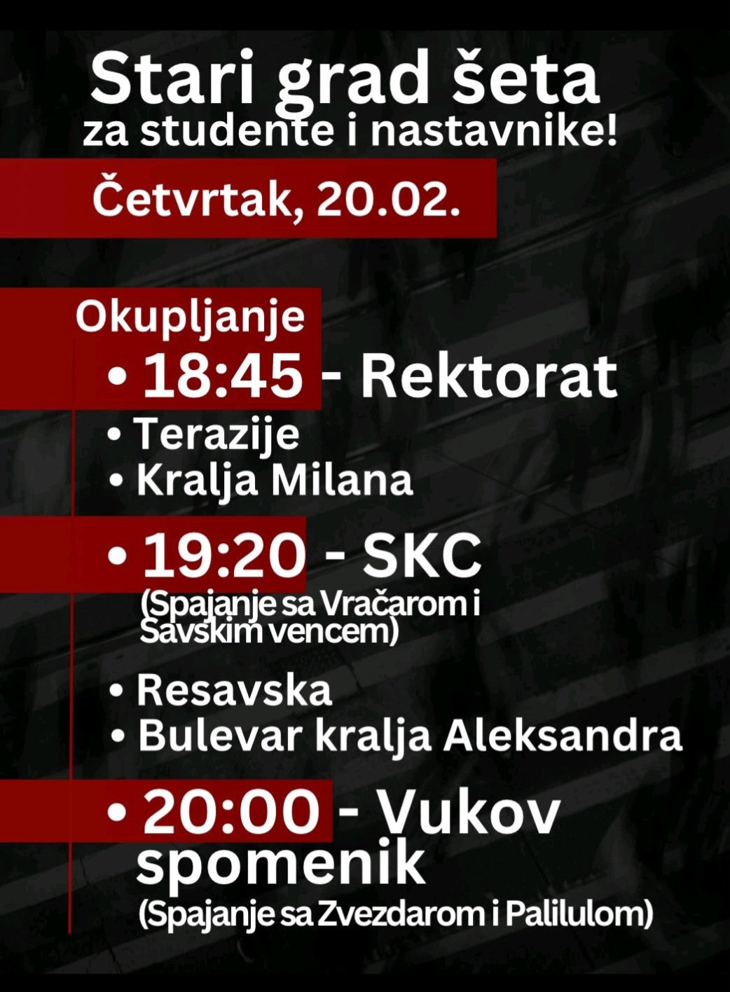 Vidimo se kod Vuka: Protest podrške nastavnicima i studentima u četvrtak u Beogradu 2