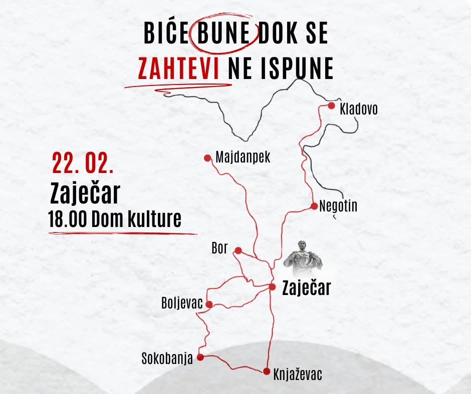 Cela Istočna Srbija dolazi u Zaječar: Veliki protestni skup u subotu, 22. februara 2